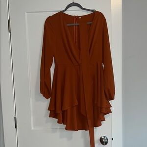 Rust Orange Long Sleeve Dress
